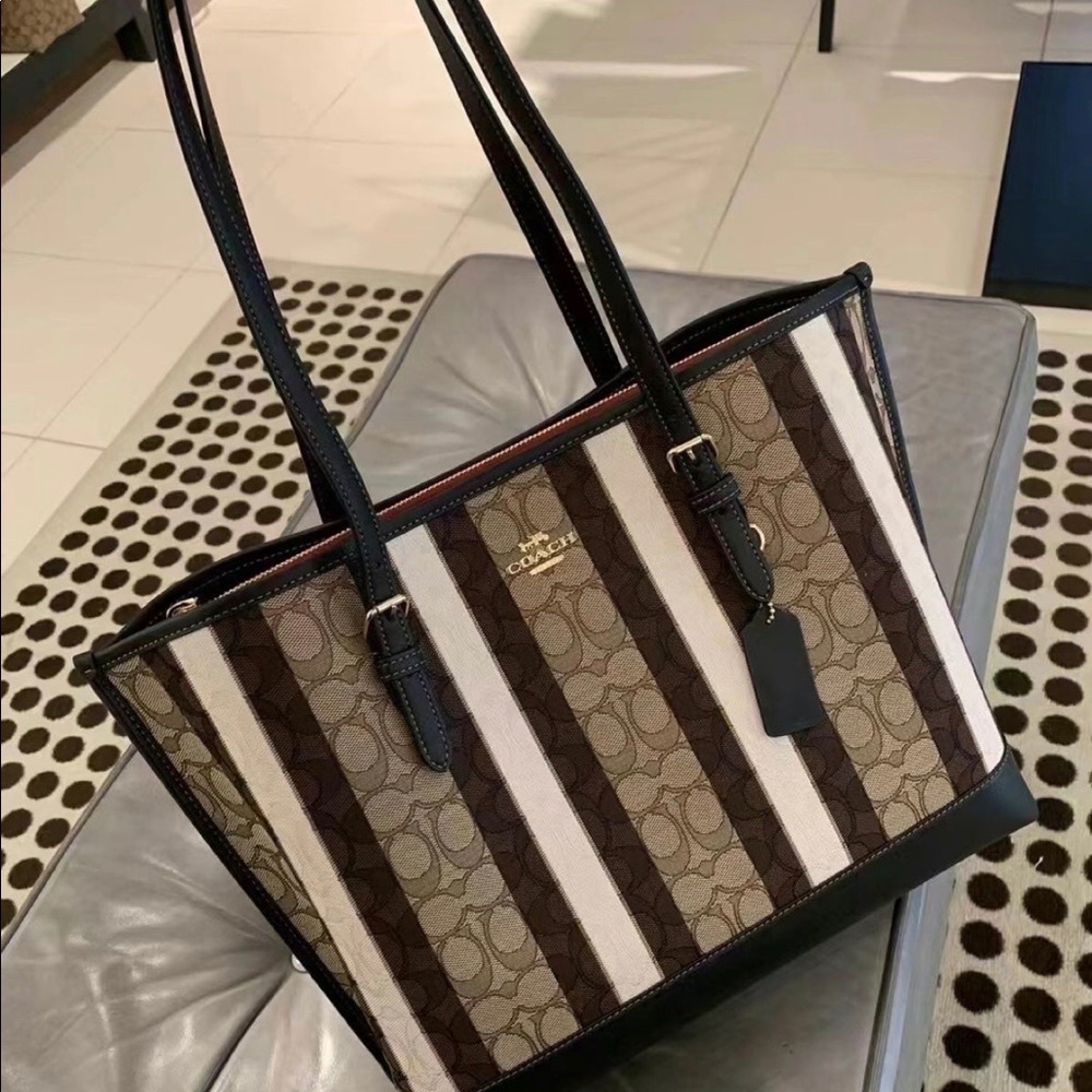 COACH✨ Mollie Tote In Signature Jacquard With Stripes